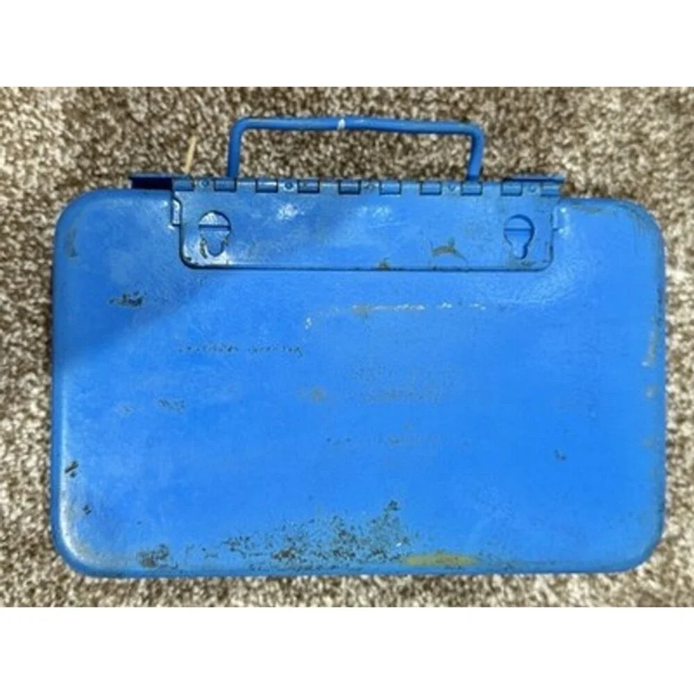 Vintage Rare Blue ACME INDUSTRIAL FIRST AID KIT #50 Metal With Lots Of Contents